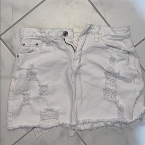 white ripped jean skirt